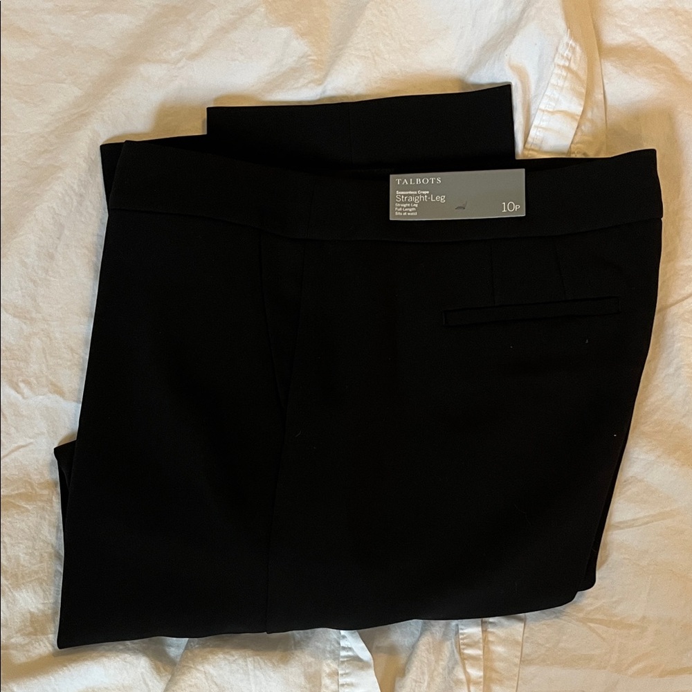 NWT Talbots Classic Black Trousers Womens 10 Petite